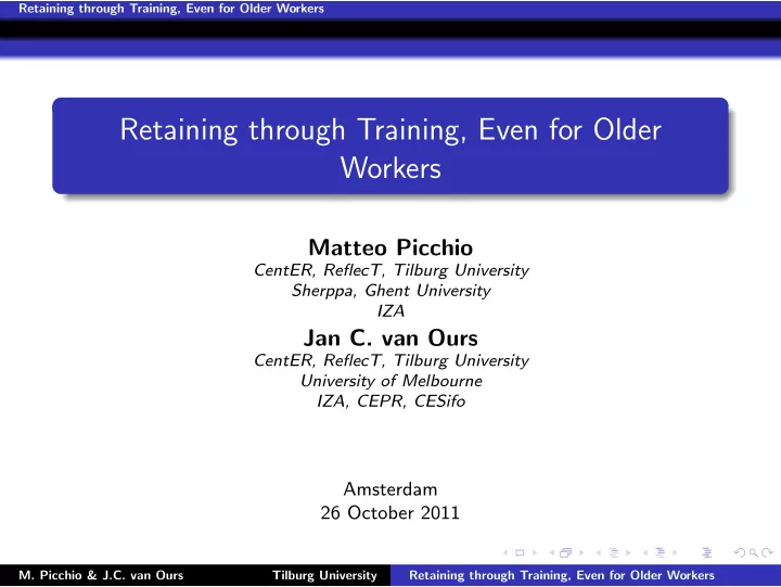 retaining through training even for older workers