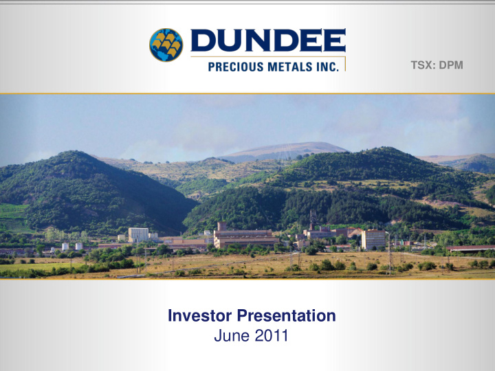 investor presentation june 2011 forward looking statements