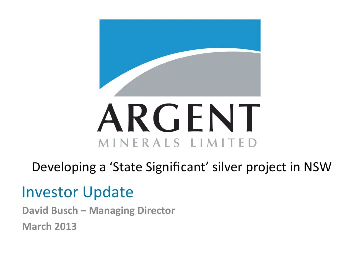 investor update
