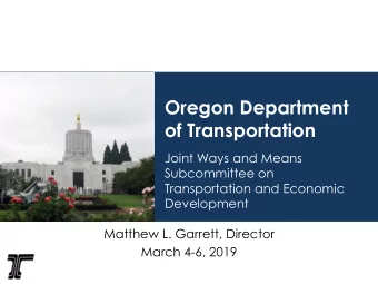 of Transportation  Joint Ways and Means  Subcommittee on  Transportation and Economic  Development