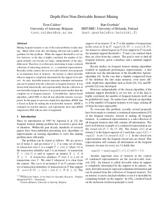 Depth-First Non-Derivable Itemset Mining Toon Calders  Bart Goethals   University of Antwerp,