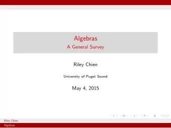 Algebras  A General Survey  Riley Chien  University of Puget Sound  May 4, 2015  Riley Chien