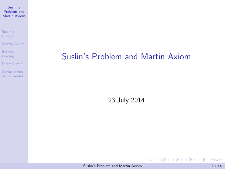 suslin s problem and martin axiom