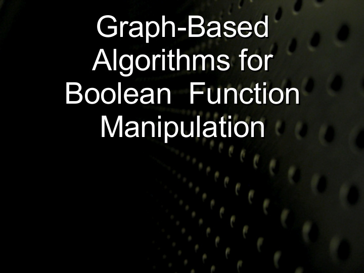 graph based graph based algorithms for algorithms for