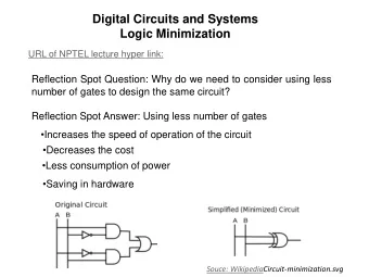 Digital Circuits and Systems  Logic Minimization  URL of NPTEL lecture hyper link:  Reflection Spot