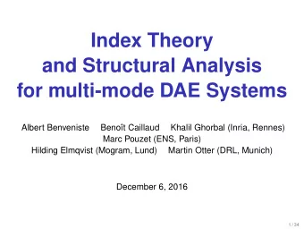 Index Theory  and Structural Analysis  for multi-mode DAE Systems  Albert Benveniste  Benot