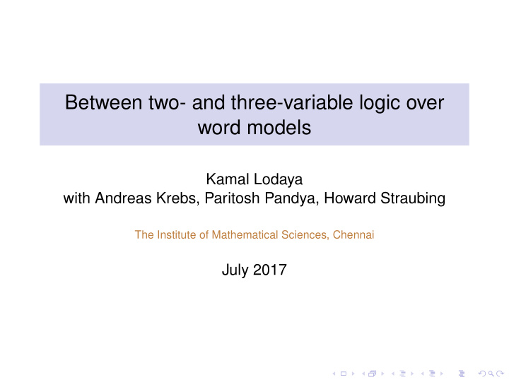 between two and three variable logic over word models