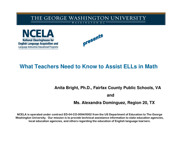 what teachers need to know to assist ells in math