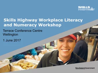 Skills Highway Workplace Literacy  and Numeracy Workshop  Terrace Conference Centre  Wellington  1