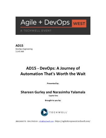 AD15  -  DevOps:  A  Journey  of    Automation  That's  Worth  the