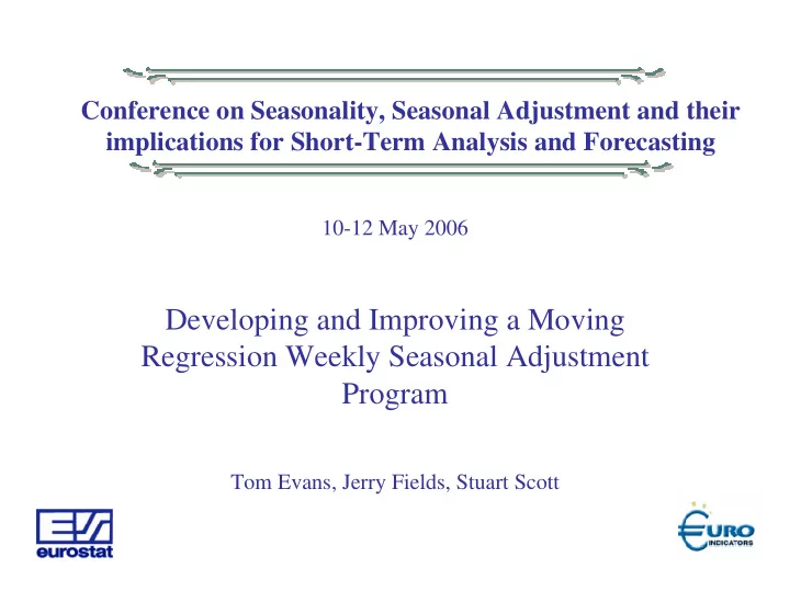 developing and improving a moving regression weekly