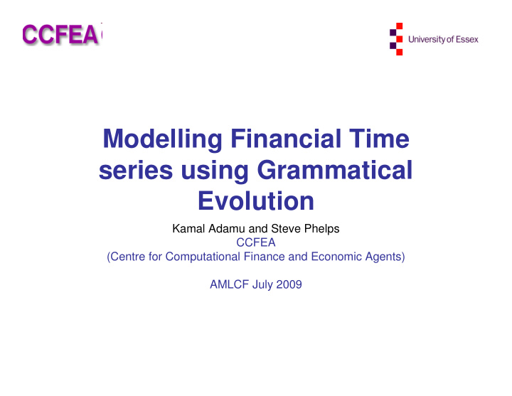 modelling financial time series using grammatical