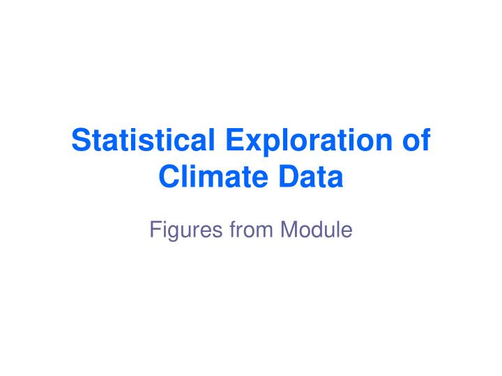 statistical exploration of climate data