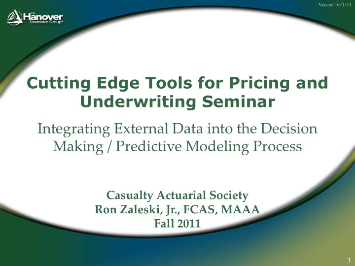 cutting edge tools for pricing and underwriting seminar