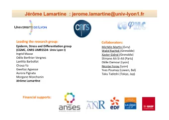 Jrme Lamartine  : jerome.lamartine@univ-lyon1.fr  Leading  the  research  group: