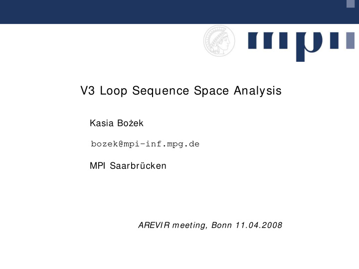 v3 loop sequence space analysis