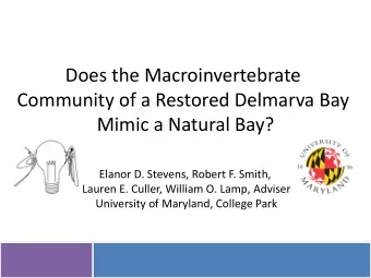 Does the Macroinvertebrate  Community of a Restored Delmarva Bay  Mimic a Natural Bay?  Elanor D.