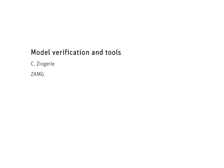 model verification and tools