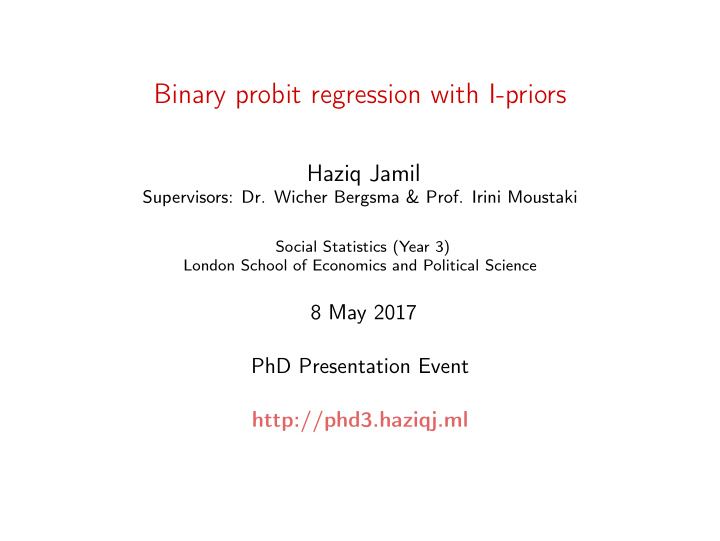 binary probit regression with i priors