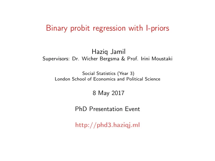 binary probit regression with i priors