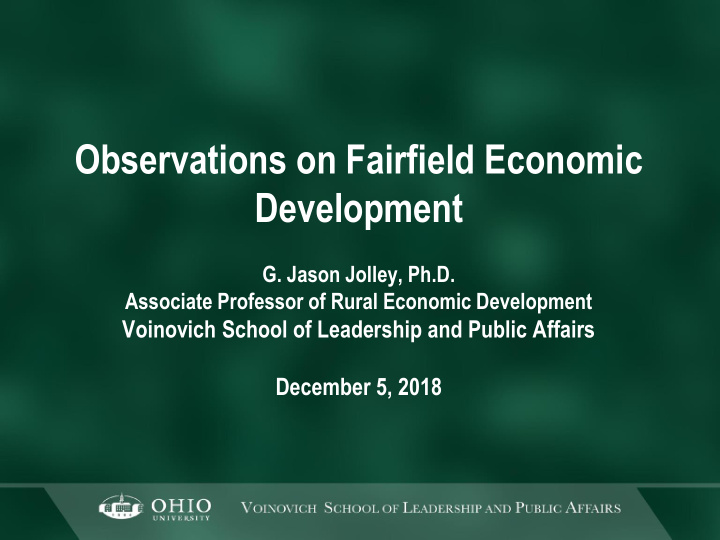 observations on fairfield economic