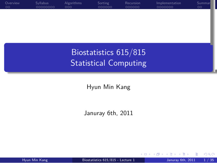 statistical computing biostatistics 615 815