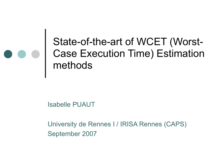 state of the art of wcet worst case execution time