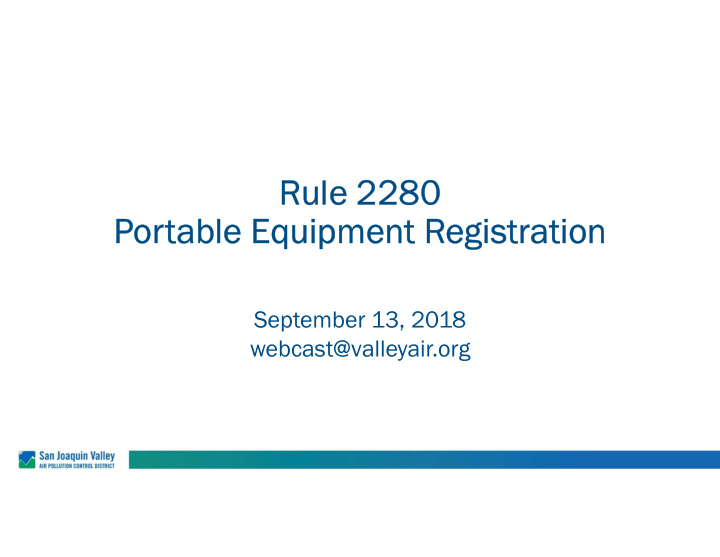 rule 2280 portable equipment registration
