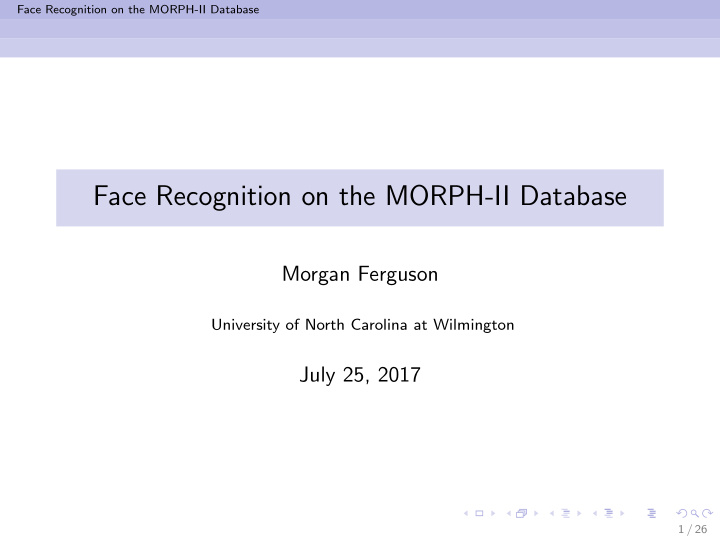 face recognition on the morph ii database