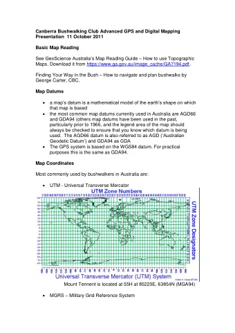 Canberra Bushwalking Club Advanced GPS and Digital Mapping  Presentation  11 October 2011  Basic