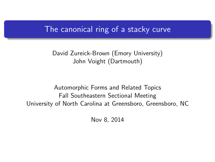 the canonical ring of a stacky curve