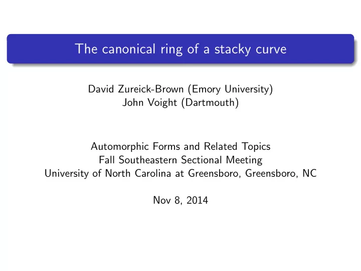 the canonical ring of a stacky curve
