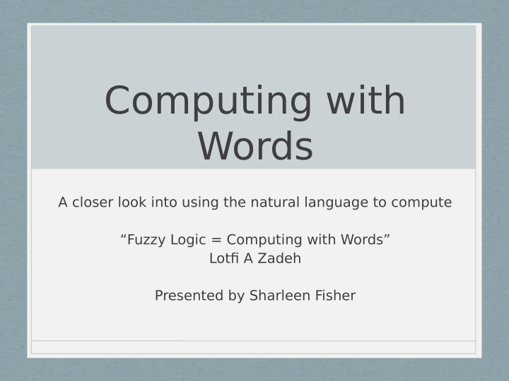 computing with words