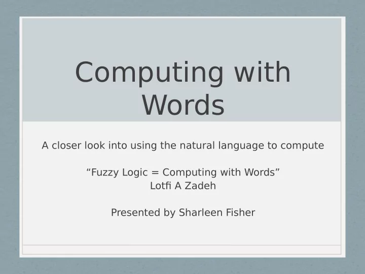 computing with words