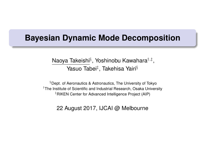 bayesian dynamic mode decomposition