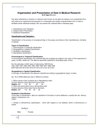 1 www.similima.com  2. Manifold classification. : Where two or more attributes are constructed and