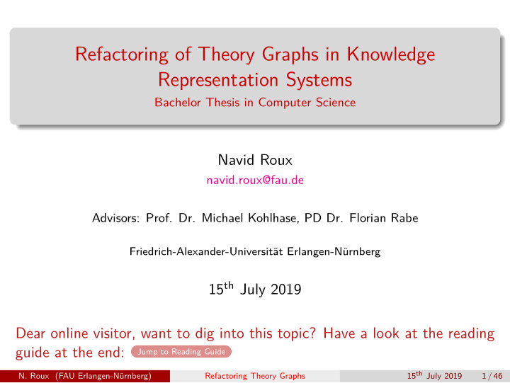 refactoring of theory graphs in knowledge representation