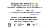 modeling and in inversion of the mic icrotremor h v v