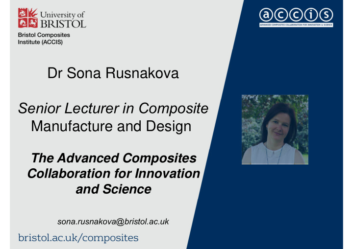 dr sona rusnakova senior lecturer in composite