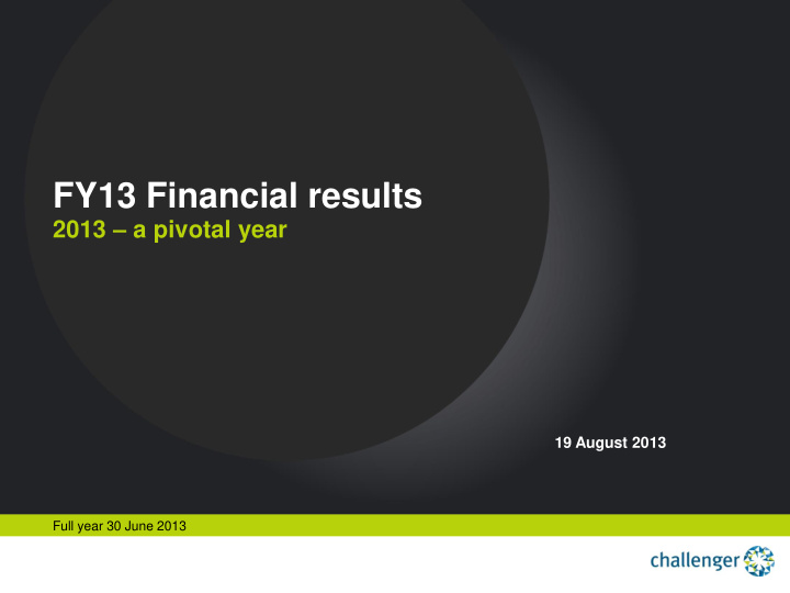 fy13 financial results