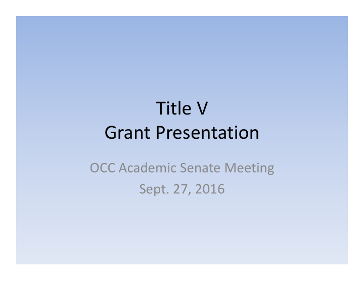 title v grant presentation