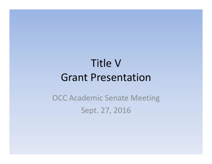 title v grant presentation