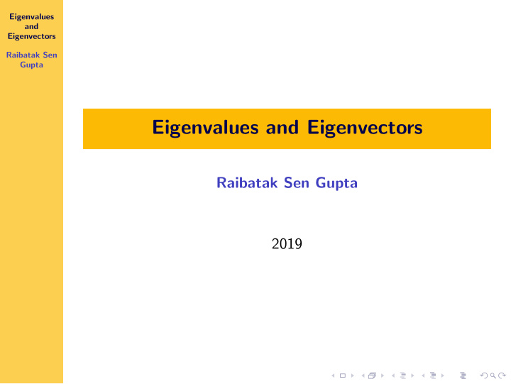 eigenvalues and eigenvectors