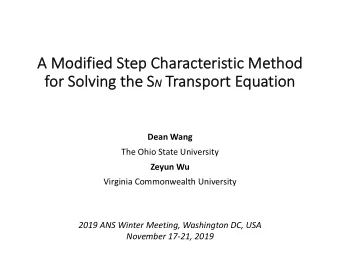 A M  A Mod  odifi  fied  ed S  Step  ep Ch  Character  eristic M  Method  od  fo for Solving the S