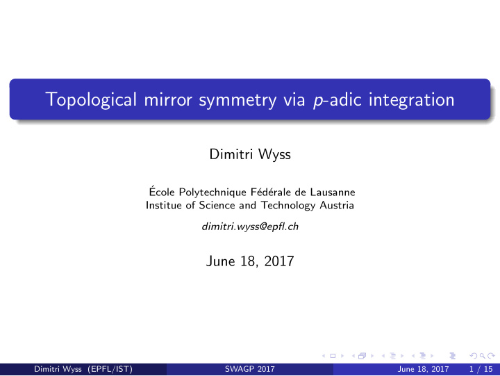 topological mirror symmetry via p adic integration