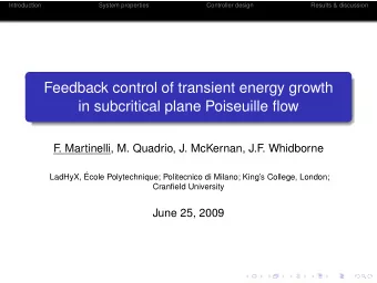 Feedback control of transient energy growth  in subcritical plane Poiseuille flow  F  . Martinelli,
