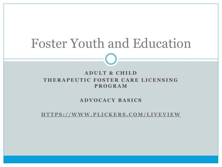 foster youth and education