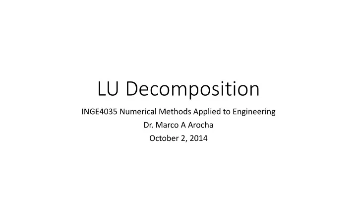 lu decomposition