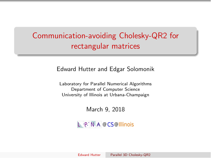 communication avoiding cholesky qr2 for rectangular