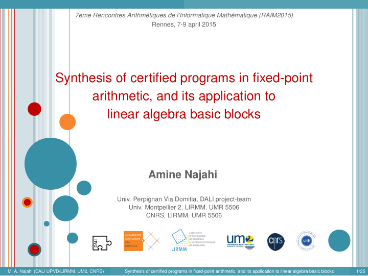 synthesis of certified programs in fixed point arithmetic